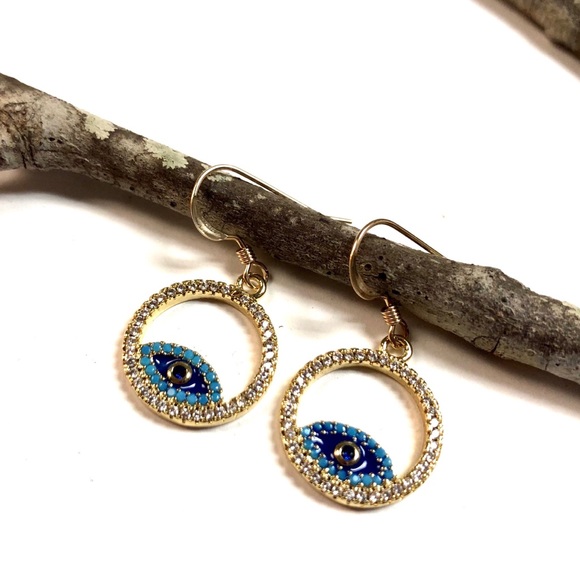 Evil Eye Earrings, Hamsa, Protection, Minimalist - Picture 8 of 13